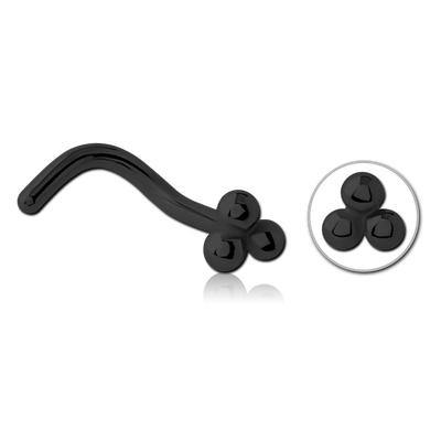 3-Ball Black Nostril Screw Nose 20g - 1/4" wearable (6.5mm) Black