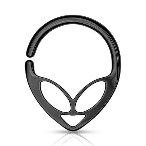 Black Alien Shaped Continuous Ring Continuous Rings 16g - 5/16