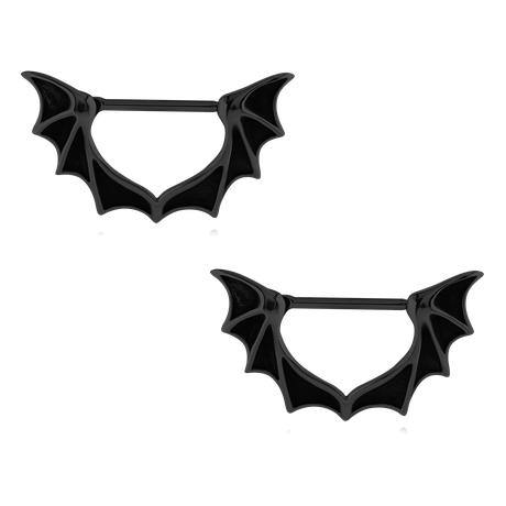 Bat Wing Black Nipple Clickers Nipple Clickers 14g - 15/32