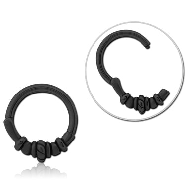 Bead & Rope Black Hinged Segment Ring Hinged Rings 16g - 5/16" diameter (8mm) Black