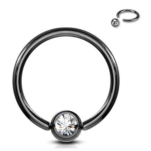 14g Black Captive CZ Bead Ring Captive Bead Rings 14g - 5/16" diameter (8mm) - 3mm bead Clear