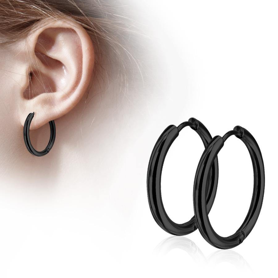 Black Clicker Hoop Earrings Earrings 20g - 3/8" diameter (10mm) Black