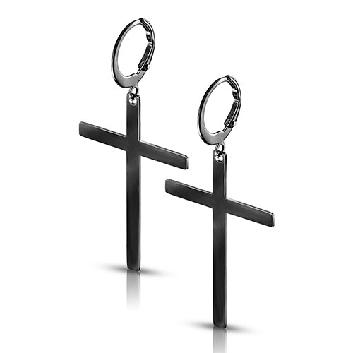 Cross Hoop Earrings Earrings 20g - 3/8