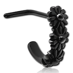 Daisy Black L-Bend Nose Hoop Nose 20g - 1/4" wearable (6.5mm) Black