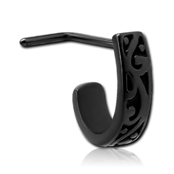 Filigree Black L-Bend Nose Hoop Nose 20g - 1/4" wearable (6.5mm) Black