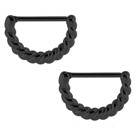 Twisted Black Nipple Clickers Nipple Clickers 14g - 15/32