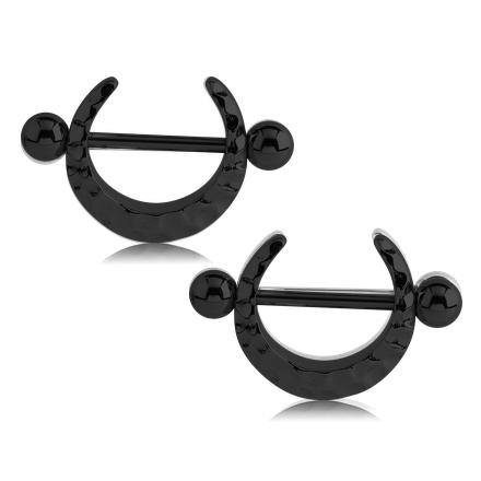 Hammered Crescent Black Nipple Shields Nipple Shields 14g - 9/16" diameter (14mm) Black