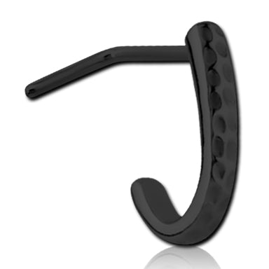 Hammered Black L-Bend Nose Hoop Nose 20g - 1/4" wearable (6.5mm) Black