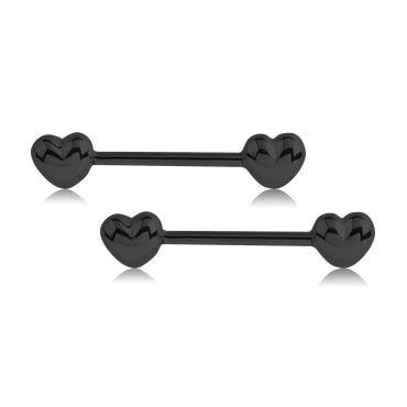 Heart Black Nipple Barbells Nipple Barbells 14g - 15/32" long (12mm) Black