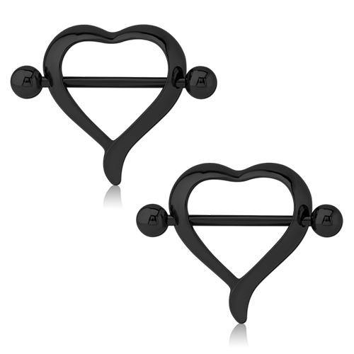 Heart Black Nipple Shields Nipple Shields 14g - 5/8
