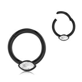 Marquise CZ Black Hinged Segment Ring Hinged Rings 16g - 5/16" diameter (8mm) Black