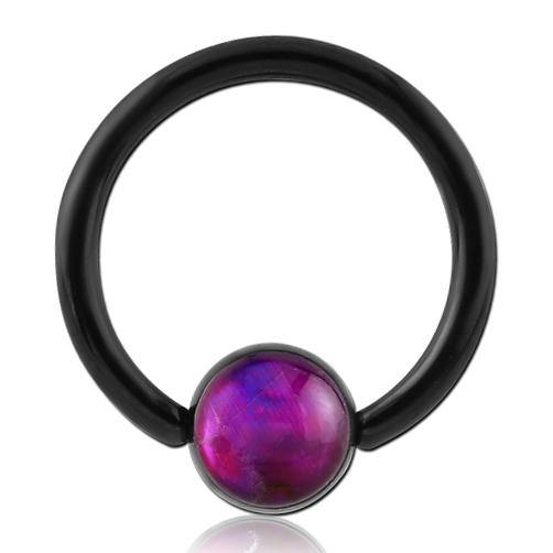14g Black Captive Mother of Pearl Bead Ring Captive Bead Rings 14g- 15/32