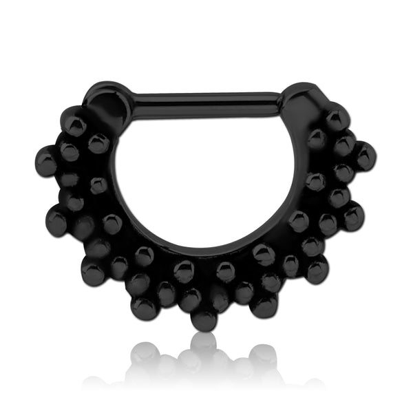 Multi-Beaded Black Septum Clicker Septum Clickers 16g - 1/4" diameter (6mm) Black