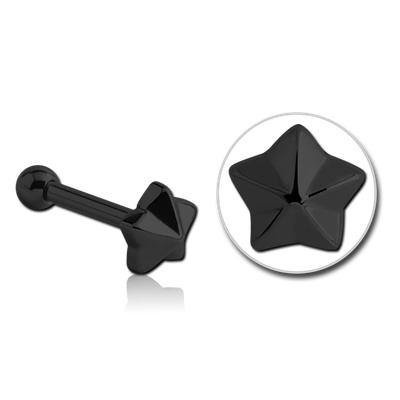 Nautical Star Black Cartilage Barbell Cartilage 16g - 5/16" long (8mm) Black