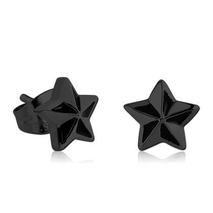 Nautical Star Black Stud Earrings Earrings 20 gauge Black
