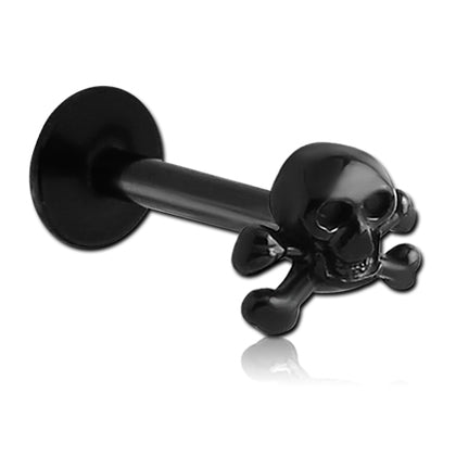 16g Skull & Crossbones Black Labret Labrets 16g - 5/16" long (8mm) Black