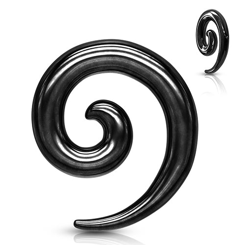 Black Steel Spirals Plugs 8 gauge (3mm) Black