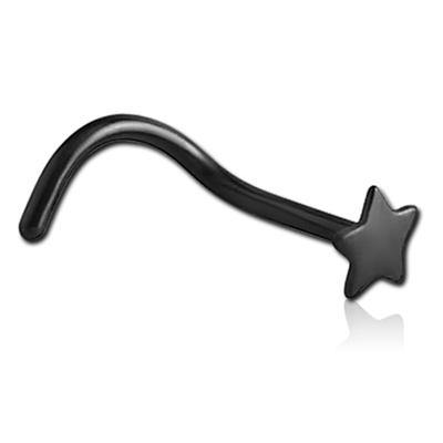 Star Black Nostril Screw Nose 20g - 1/4" wearable (6.5mm) Black
