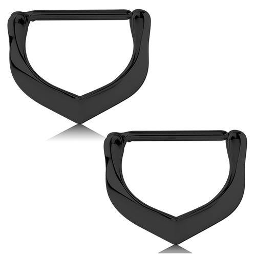 V-Shape Black Nipple Clickers Nipple Clickers 14g - 15/32" long (12mm) Black