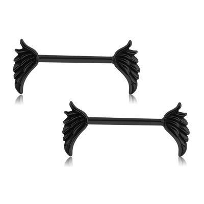Wing Black Nipple Barbells Nipple Barbells 14g - 15/32" long (12mm) Black