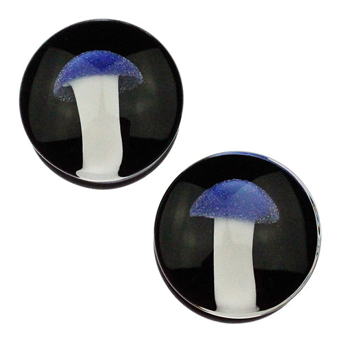 Mushroom Plugs by Glasswear Studios Plugs 7/8 inch (22mm) Blue Amanita