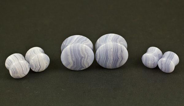 Blue Lace Agate Plugs by Oracle Body Jewelry Plugs 8 gauge (3mm) Blue Lace Agate