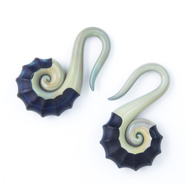 Nautilus Hangers by Gorilla Glass Ear Weights 4 gauge (5mm) Blue Moon
