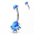 Opal Cluster Titanium Belly Barbell Belly Ring 14g - 3/8" long (10mm) Blue Opals