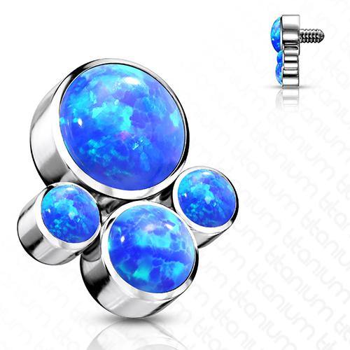 16g Opal Cluster Titanium End Replacement Parts 16 gauge - 6.5x7mm Blue Opals