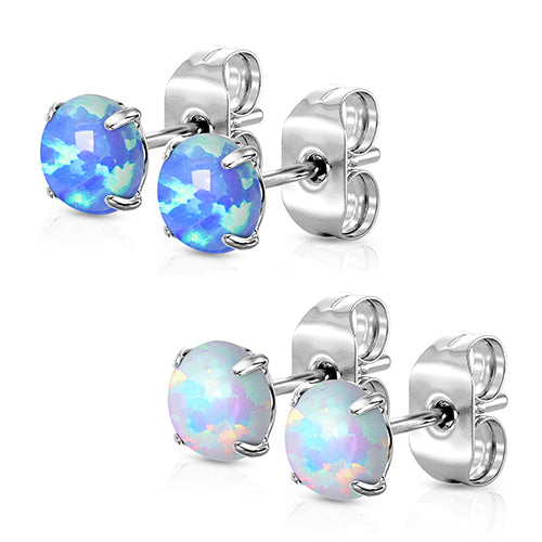 Opal Prong Stainless Stud Earrings Earrings  