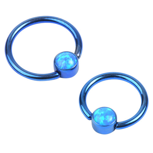 16g Titanium Captive Opal Disc Bead Ring Captive Bead Rings 16g - 5/16" diameter (8mm) Black Opal