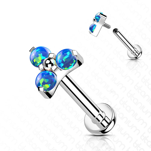 16g Opal Trinity Titanium Labret Labrets 16g - 5/16