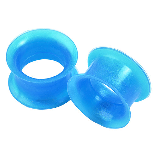 Blue Thin-Wall Silicone Tunnels Plugs 00 gauge (10mm) Blue