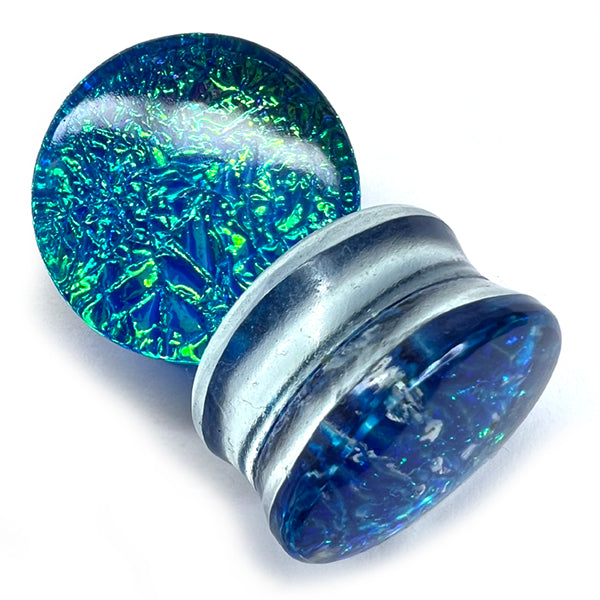 Blue Fire Opal Glass Plugs Plugs 8 gauge (3mm) Blue