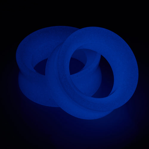 Blue Glow-in-the-Dark Glass Tunnels Plugs  