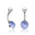 Blue Lace Agate Stainless Belly Barbell Belly No-Dangles 14g - 3/8" long (10mm) Blue Lace Agate