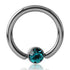 14g Titanium Captive CZ Disc Bead Ring Captive Bead Rings 14g - 3/8" diameter (10mm) Blue Zircon CZ