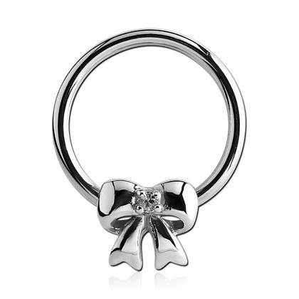 14g Stainless Captive Bow CZ Bead Ring Captive Bead Rings  