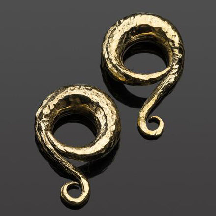 Brass Distressed Classic Coils by Diablo Organics Ear Weights  
