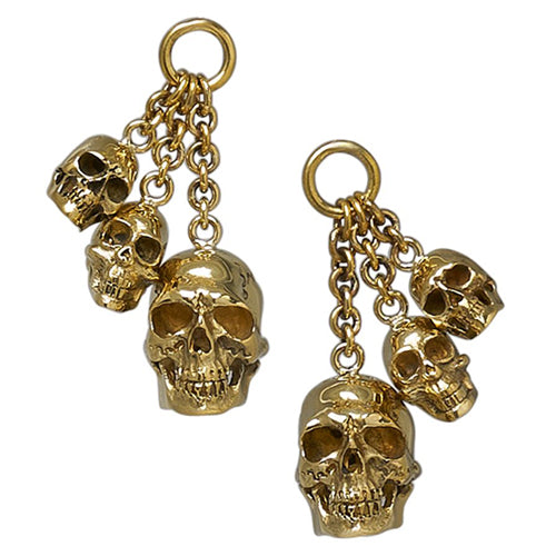 Triple Cranio Pendants by Diablo Organics Ear Weights Yellow Brass Pair