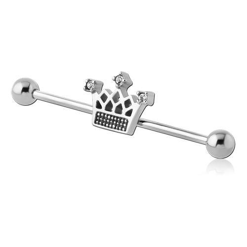 14g CZ Crown Industrial Barbell Industrials 14g - 1-1/2" long (38mm) Stainless Steel