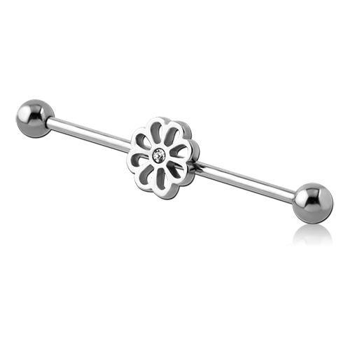 14g CZ Daisy Industrial Barbell Industrials 14g - 1-1/2" long (38mm) Stainless Steel