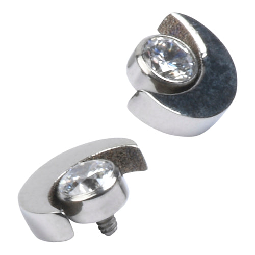 16g Moon & Clear CZ Titanium End Replacement Parts 16 gauge - 4.6x5.5mm moon High Polish (silver)