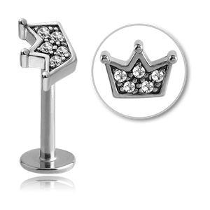 16g Stainless Paved Crown Labret - Tulsa Body Jewelry