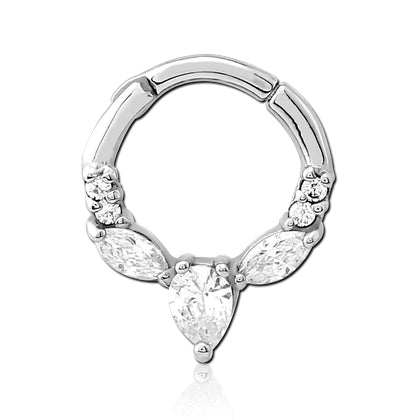 CZ Pear Drop Stainless Hinged Ring Hinged Rings 16g - 5/16