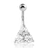 CZ Pyramid Belly Ring Belly No-Dangles 14g - 3/8" long (10mm) Clear