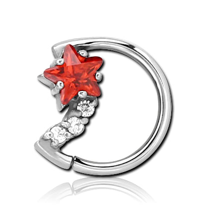 CZ Star & Moon Stainless Continuous Ring Continuous Rings 16g - 3/8