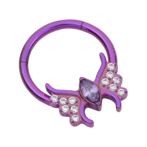CZ Butterfly Titanium Hinged Ring Hinged Rings 16g - 3/8