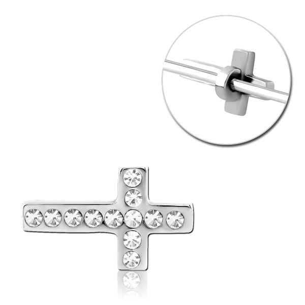 CZ Cross Stainless Barbell Charm Replacement Parts 9.2x14.5mm Stainless Steel