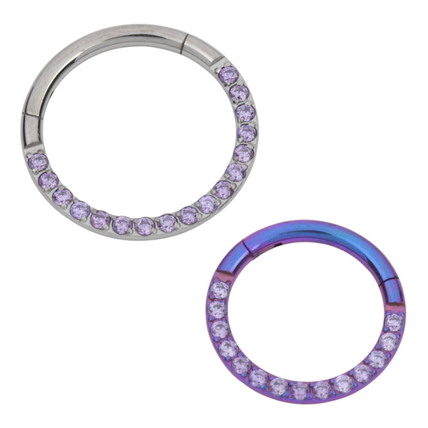 CZ Face Titanium Hinged Ring Hinged Rings 16g - 5/16